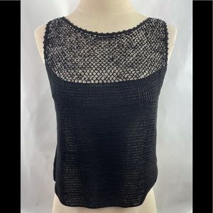 Moschino Cheap & Chic Black Sheer Embellished knit Top Sz 10